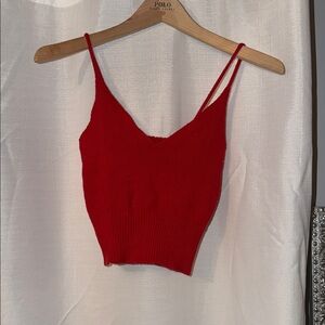 Red Knit V-Neck Camisole Top - Women